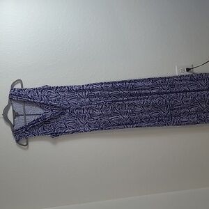 Tommy Bahama Navy Blue and White Tropical Maxi Dress Size M